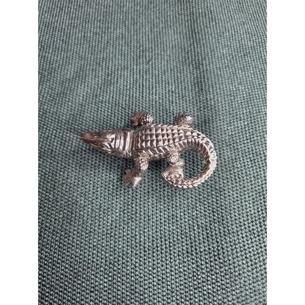 Terry Stack Artisan Alligator Belt Buckle Silver Women's 1.5in New